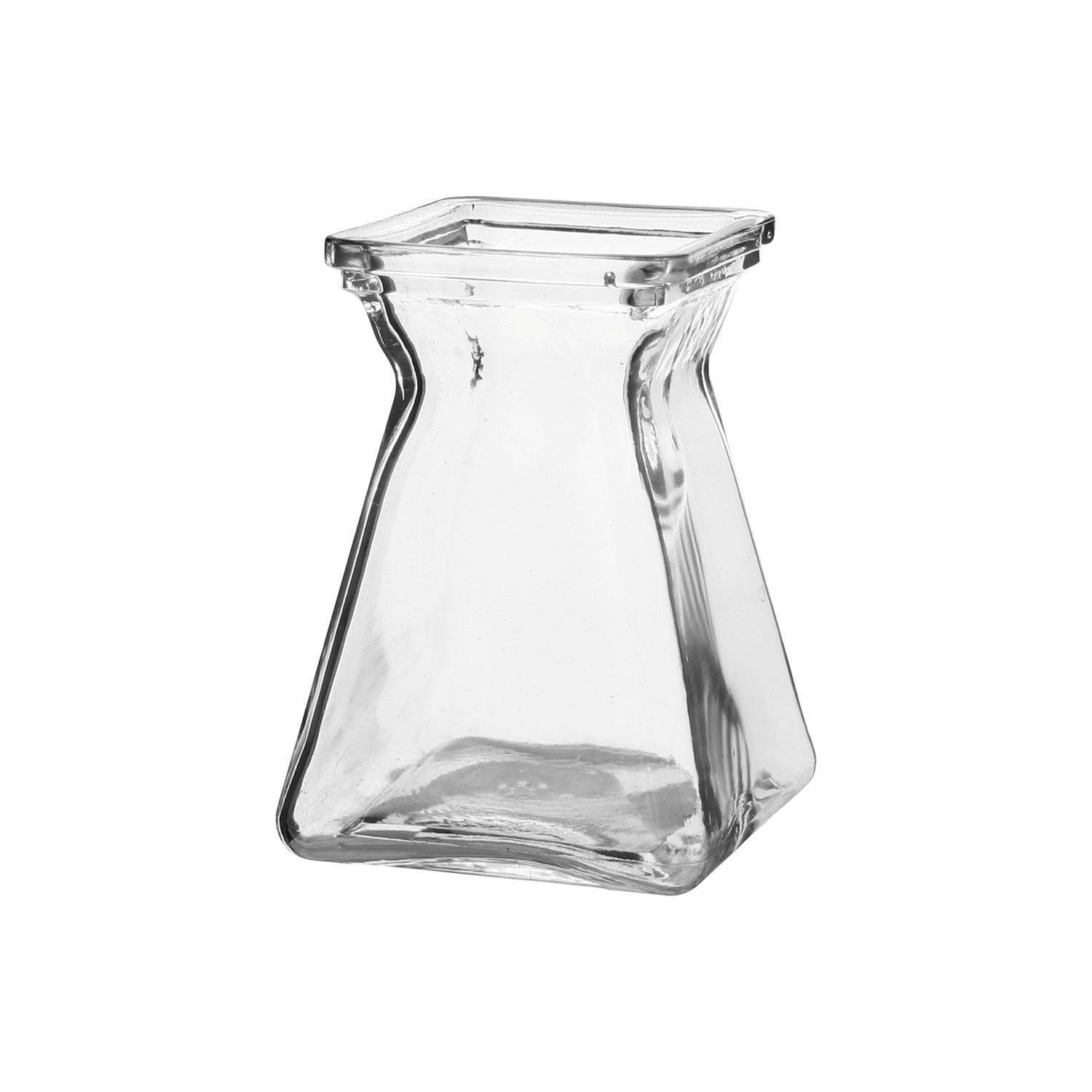 square base gathering vases made from clear glass