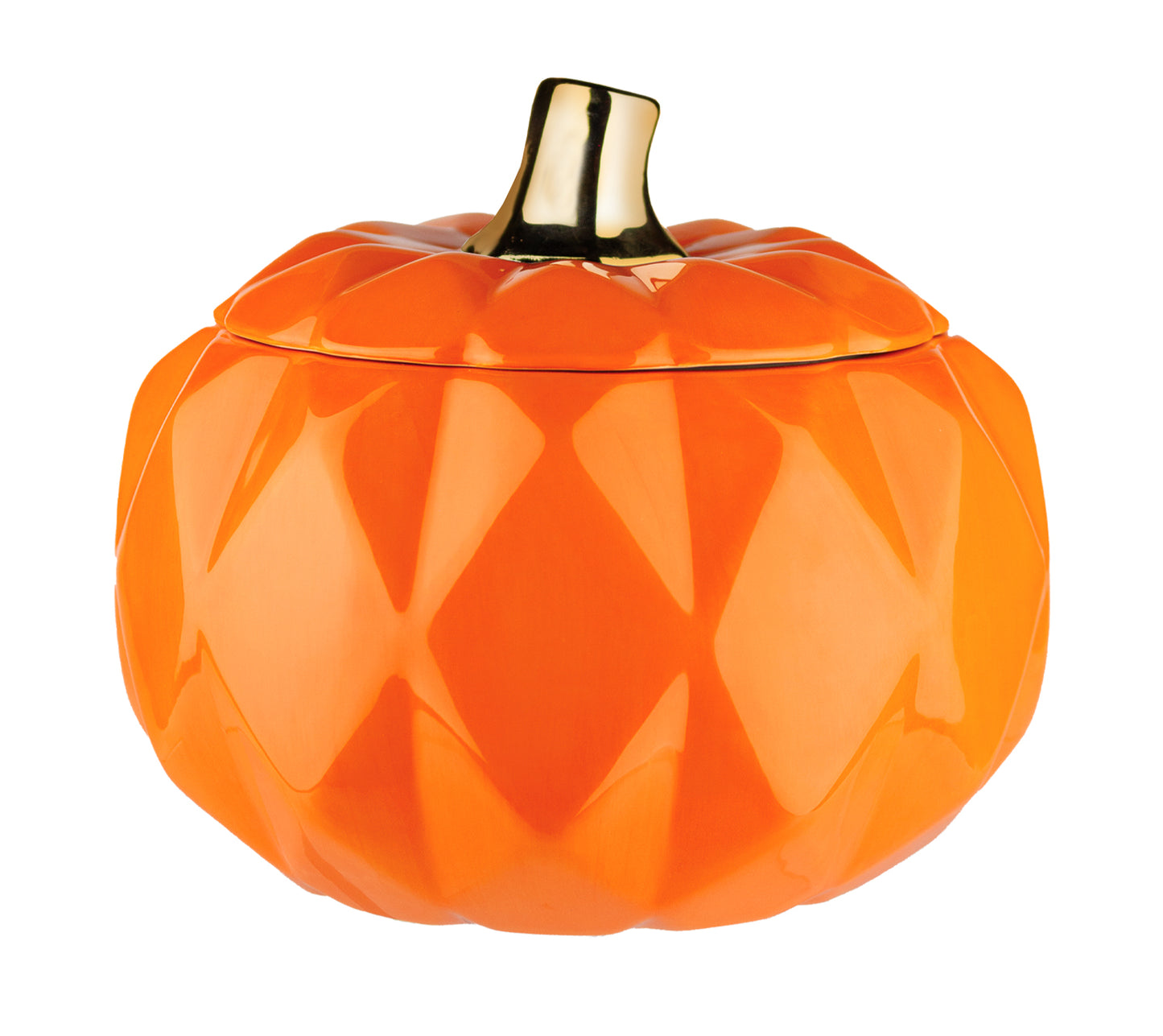 Orange Geometric Pumpkin w/Lid - Perfect for the fall season