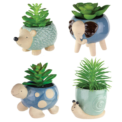 Ceramic Animals With Faux Asst - Case of 12