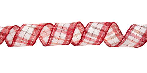 Joyful Plaid Holiday Ribbon, #40 -- 50 Yard Rolls