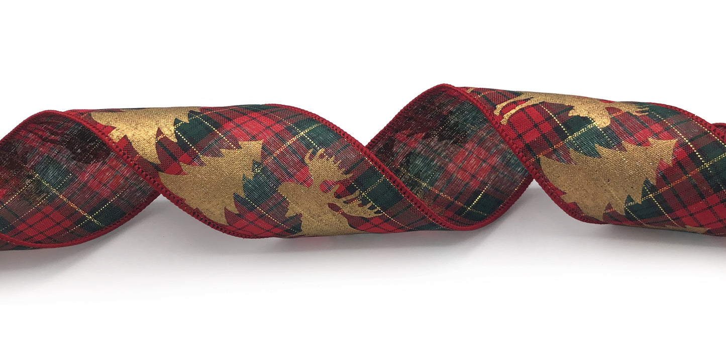 Reindeer Plaid Holiday Ribbon, #40 -- 50 Yard Rolls