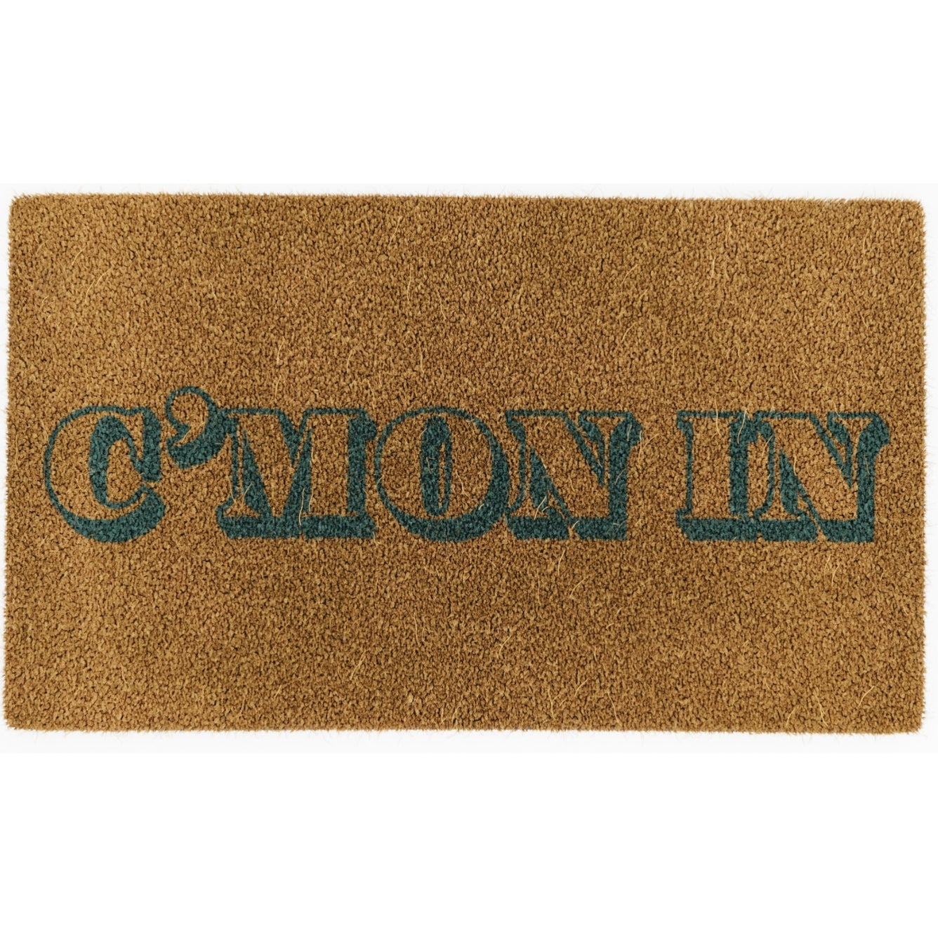 'C'mon In' Green Doormat - Natural Coir Mat