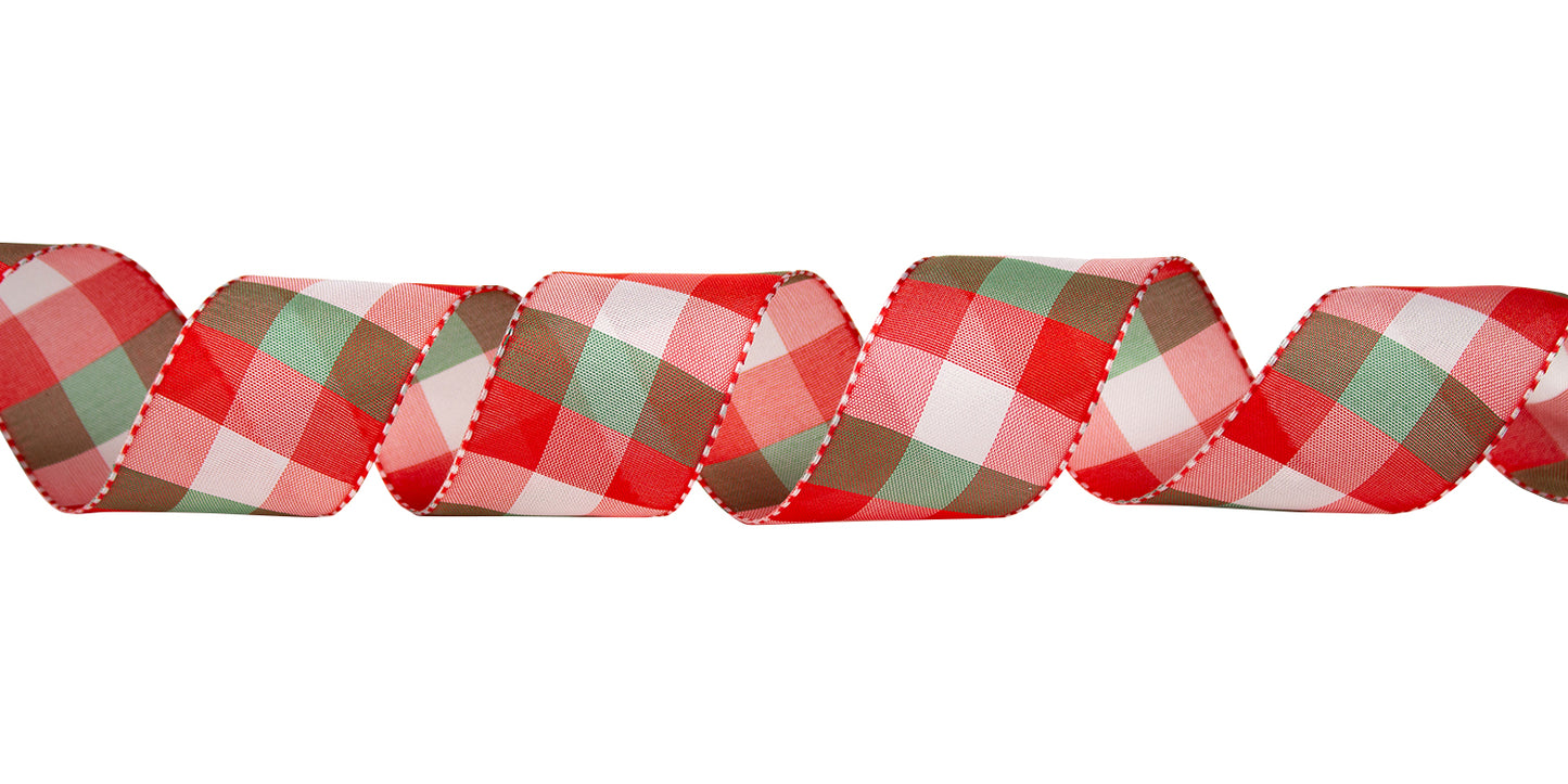 Multi Check Holiday Ribbon, #9 -- 50 Yard Rolls